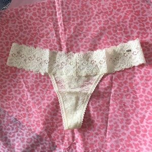 Cream Colored Lace Thong Panty